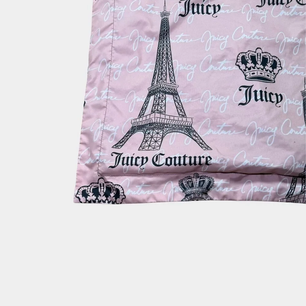 Juicy Couture Home Pillow Case Sham Pink Gray Eiffel Tower Paris France 20